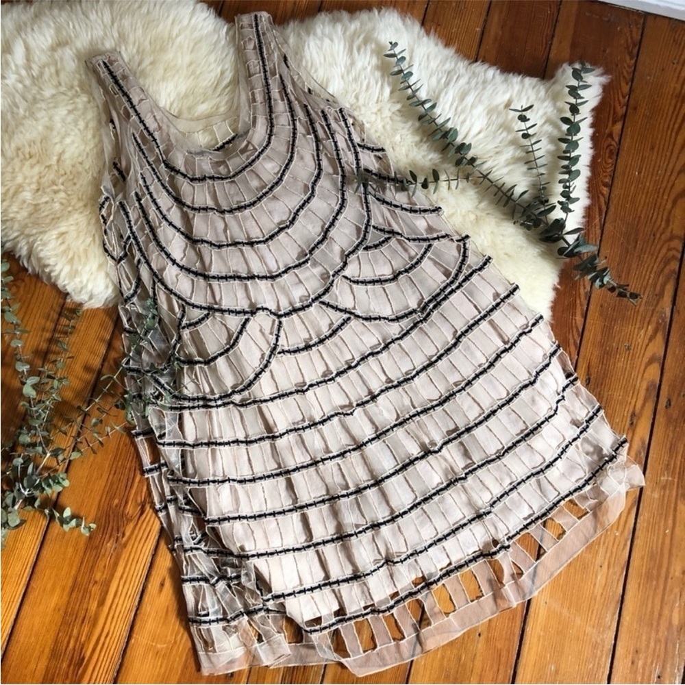 Chan Luu Beige and Black Textured Dress